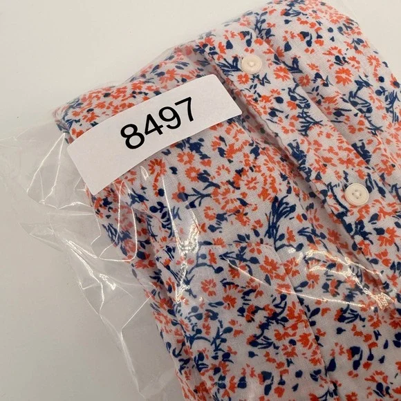 UNTUCKit Button Down Mens Large White Orange Blue Floral Linen Ellsworth Shirt - Picture 8 of 8